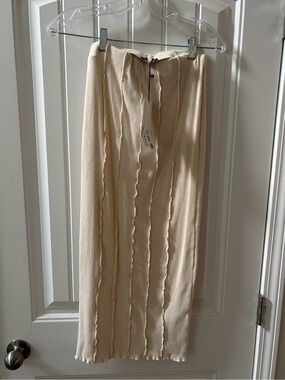 NWT Zara ribbed Cream Midi Skirt Sz Small